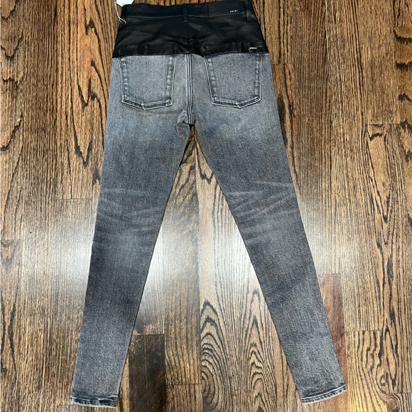 **SOLD** NEW Amiri Genuine Leather Contrast Skinny Jeans Aged Black/Black 25 - Picture 8 of 17